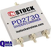 PD2730, 3-way power divider combiner with QMA coaxial connectors spanning 698-2700 MHz