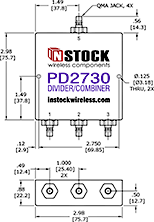 RF Splitter Combiner QMA-jack Outline Drawing