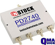 PD2740, 4-way power divider combiner with QMA coaxial connectors spanning 698-2700 MHz