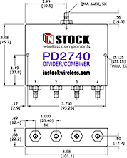 RF Splitter Combiner QMA-jack Outline Drawing