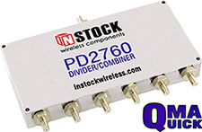 PD2760, 6-way power divider combiner with QMA coaxial connectors spanning 698-2700 MHz