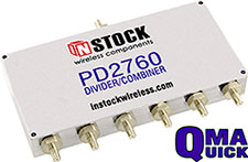 PD2760, 6-way power divider combiner with QMA coaxial connectors spanning 698-2700 MHz