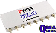 PD2780, 8-way power divider combiner with QMA coaxial connectors spanning 698-2700 MHz