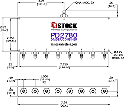 RF Splitter Combiner QMA-jack Outline Drawing