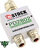 PD2802, RoHS Power Combiner Divider, 2 Way, N-Jack with N-Plug input