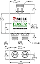 RF Splitter Combiner N-jack and N-plug Outline Drawing