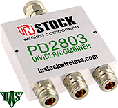 PD2803, RoHS Power Combiner Divider, 3 Way, N-Jack with N-Plug input