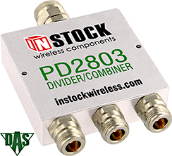 N-jack Power Divider Combiner w/ Type N Male sum port for GSM, CDMA, Cell Band, 3G, 4G LTE, DAS