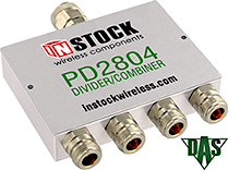 PD2804, RoHS Power Combiner Divider, 4 Way, N-Jack with N-Plug input