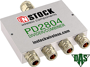 N-jack Power Divider Combiner w/ Type N Male sum port for GSM, CDMA, Cell Band, 3G, 4G LTE, DAS