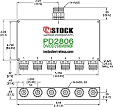 RF Splitter Combiner N-jack and N-plug Outline Drawing