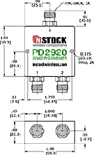 RoHS Power Divider Combiner, 2-Way, TNC Outline Drawing