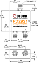 TETRA, UHF, RFID Splitter Combiner TNC-jack Outline Drawing