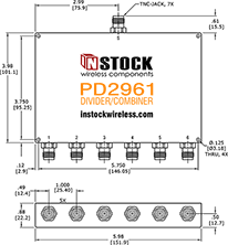 TETRA, UHF, RFID Splitter Combiner TNC-jack Outline Drawing