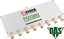 PD2980, RoHS 8-way power divider combiner with TNC coaxial connectors spanning 698-2700 MHz