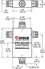 T-Style, 3 Way, N Type Jack, RF Power Divider Outline Drawing