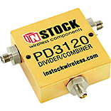 PD3120, 2-way T-style power divider combiner with SMA coaxial connectors spanning 698-2700 MHz