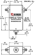 RoHS, T-Style, 2-Way, SMA, RF Splitter Combiner Outline Drawing
