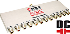PD5012, DC blocking 12-way L-band splitter combiner with N-type coaxial connectors spanning 698-2700 MHz