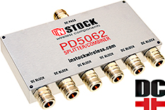 PD5062, DC block (all ports) 6-way L-band splitter combiner with N-type coaxial connectors spanning 698-2700 MHz