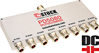 DC Blocking RF Splitter Combiner, 8 Way, N Type