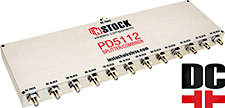PD5112, DC blocking 12-way L-band splitter combiner with SMA coaxial connectors spanning 698-2700 MHz