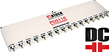 PD5116, DC blocking 16-way L-band splitter combiner with SMA coaxial connectors spanning 698-2700 MHz