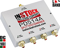 PD514A - 4 Way, SMA, DC pass 1 port, DC block 4 ports