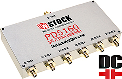 PD5160, DC blocking 6-way L-band splitter combiner with N-type coaxial connectors spanning 698-2700 MHz