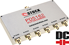 PD5162, DC blocking 6-way L-band splitter combiner with N-type coaxial connectors spanning 698-2700 MHz