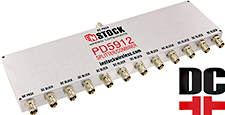 PD5912, DC blocking 12-way power divider combiner with TNC coaxial connectors spanning 698-2700 MHz