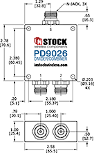 Outdoor IP67 Rated High Power Combiner, 2 Way, Type N - Outline Drawing