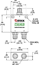 Micro-sized SMA Splitter, 2 Way, SMA - Outline Drawing