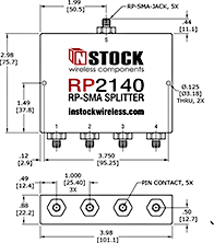 4-Way, RP-SMA Jack with Pin Contact, Wi-Fi, IEEE802.11 Splitter Combiner Data Sheet