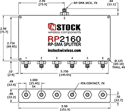 6-Way, RP-SMA Jack with Pin Contact, Wi-Fi, IEEE802.11 Splitter Combiner Data Sheet